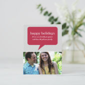 Rode spraakballon & strepen vakantiekaarten feestdagenkaart (Staand voorkant)