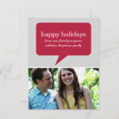 Rode spraakballon & strepen vakantiekaarten feestdagenkaart (Voorkant / Achterkant)