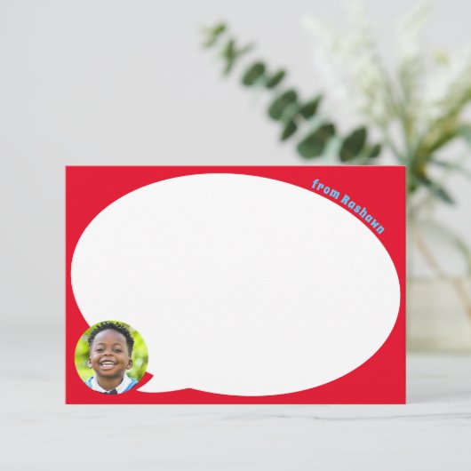 Rode Spraakbel en Foto Dank u Kaart (Staand voorkant)