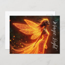 Rode sprankelende vurige fee meisje fantasie glitt briefkaart