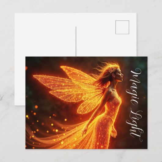 Rode sprankelende vurige fee meisje fantasie glitt briefkaart (Voorkant / Achterkant)