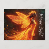 Rode sprankelende vurige fee meisje fantasie glitt briefkaart (Voorkant)