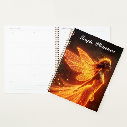 Rode sprankelende vurige fee meisje fantasie glitt planner (Display)
