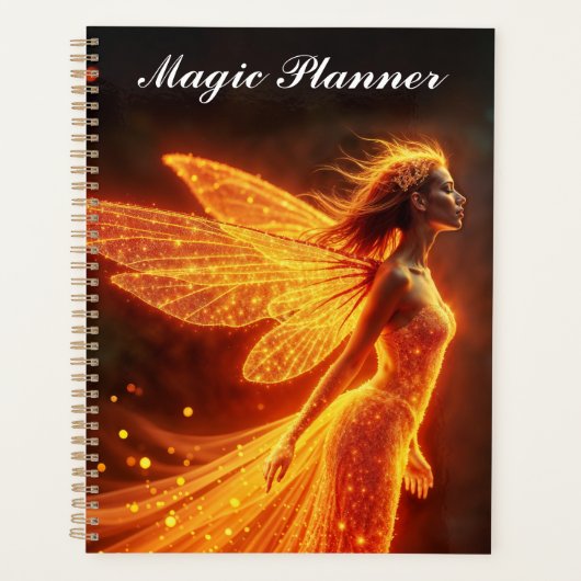 Rode sprankelende vurige fee meisje fantasie glitt planner (Voorkant)