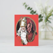 Rode St Nicolaas Krampus Briefkaart (Staand voorkant)