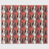 Rode St. Nicolaas Krampus Cadeaupapier (Vlak)