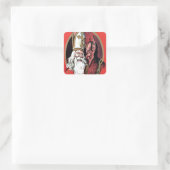 Rode St Nicolaas Krampus Vierkante Sticker (Tas)