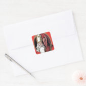 Rode St Nicolaas Krampus Vierkante Sticker (Envelop)