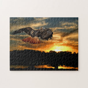 Rode staart Hawk op zonsondergang Legpuzzel