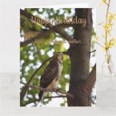 Rode staart Hawk Verjaardagskaart Kaart (Gele Bloem)