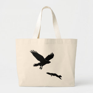 Rode staart op eekhoornsilouette grote tote bag