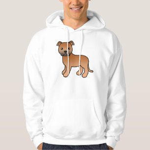 Rode Staffordshire Bull Terrier Cartoon Hond Hoodie