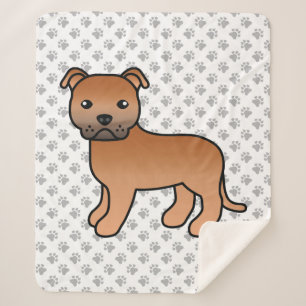 Rode Staffordshire Bull Terrier Schattige Cartoon  Sherpa Deken