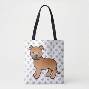 Rode Staffordshire Bull Terrier Schattige Cartoon  Tote Bag