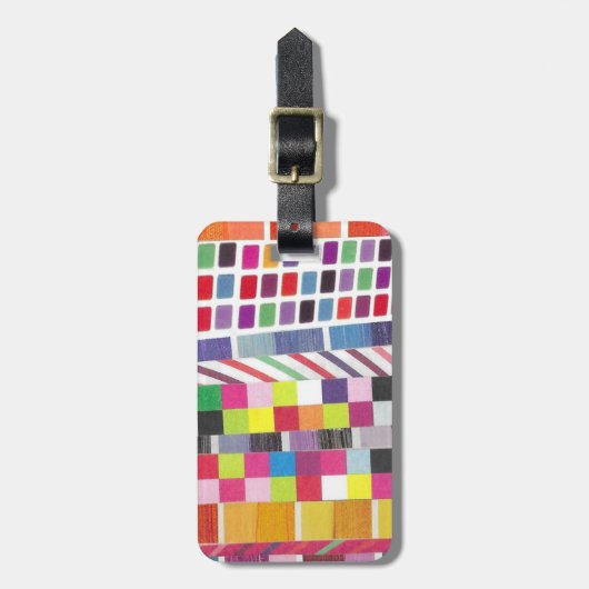 Rode Stalen en Kleurrijke Pixels Bagagelabel (Voorkant verticaal)