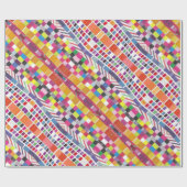 Rode stalen en kleurrijke pixels cadeaupapier (Vlak)