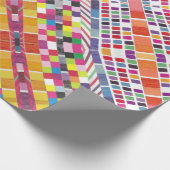 Rode stalen en kleurrijke pixels cadeaupapier (Hoek)