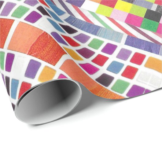 Rode stalen en kleurrijke pixels cadeaupapier (Rol Hoek)