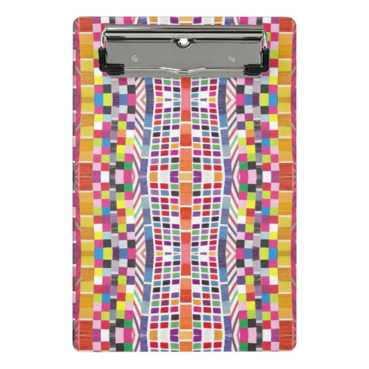 Rode stalen en kleurrijke pixels mini klembord (Voorkant)