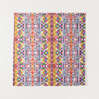 Rode Stalen en Kleurrijke Pixels Tapestry