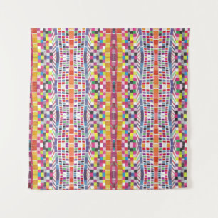 Rode Stalen en Kleurrijke Pixels Tapestry Wandkleed