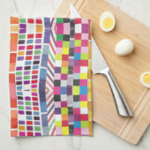 Rode stalen + kleurrijke pixels theedoek (Quarter Fold)