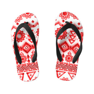 Rode stam, waterverf etnische patroon. kinder teenslippers