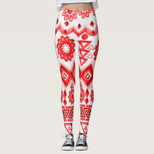 Rode stam, waterverf etnische patroon. leggings