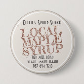 Rode "Stamped" lokale Maple Syrup Bedrijfsnaam Ronde Button 7,6 Cm (Voorkant)