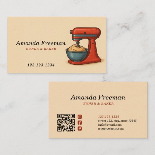  Rode Stand Mixer Bakkerij Visitekaartje (Voorkant / Achterkant)