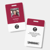 Rode standaard bedrijfsnaam van werknemer badge (Voor- en achterkant)