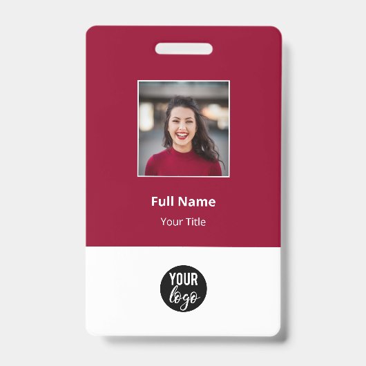 Rode standaard bedrijfsnaam van werknemer badge (Voorkant)