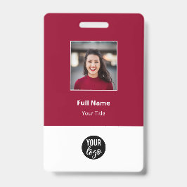 Rode standaard bedrijfsnaam van werknemer badge