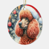 Rode standaard poedel Waterverf kerst Keramisch Ornament (Links)