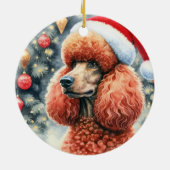 Rode standaard poedel Waterverf kerst Keramisch Ornament (Achterkant)