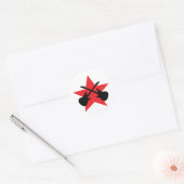 Rode Star gekruiste gitaren Ronde Sticker (Envelop)