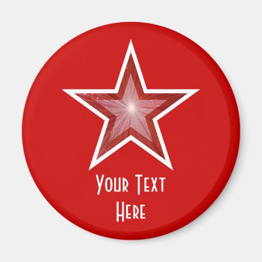 Rode Star 'Jouw tekst' koelkast magneet rood (Voorkant)