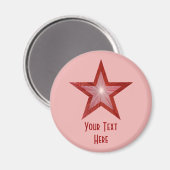 Rode Star 'Jouw tekst' koelkast magneet roze (Voorkant / Achterkant)