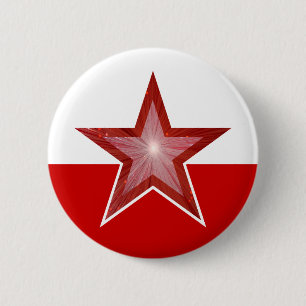 rode Star-knop rood wit Ronde Button 5,7 Cm