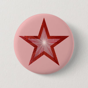Rode Star-knop roze Ronde Button 5,7 Cm