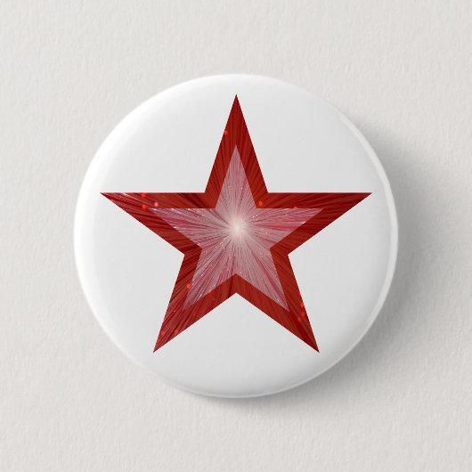Rode Star-knop wit Ronde Button 5,7 Cm (Voorkant)