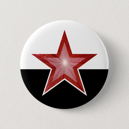 rode Star-knop wit zwart Ronde Button 5,7 Cm (Voorkant)