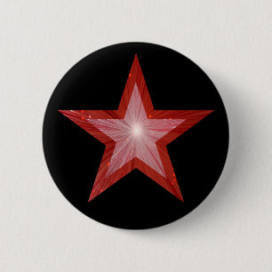 Rode Star-knop zwart Ronde Button 5,7 Cm