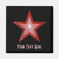 Rode Star-koelkast "Jouw tekst" magneet vierkant z