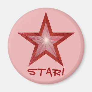 Rode Star-koelkast "STAR!" magneet rond roze