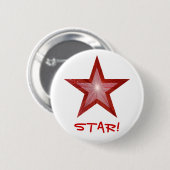 Rode Star 'STAR'-toets wit Ronde Button 5,7 Cm (Voorkant /achterkant)