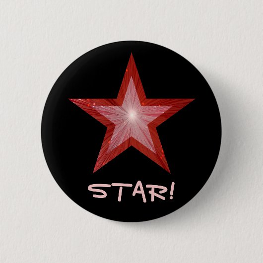 Rode Star 'STAR'-toets zwart Ronde Button 5,7 Cm (Voorkant)
