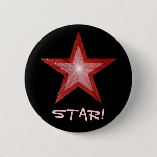 Rode Star 'STAR'-toets zwart Ronde Button 5,7 Cm