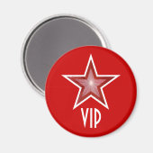 Rode Star 'VIP' koelkast magneet rond rood (Voorkant / Achterkant)