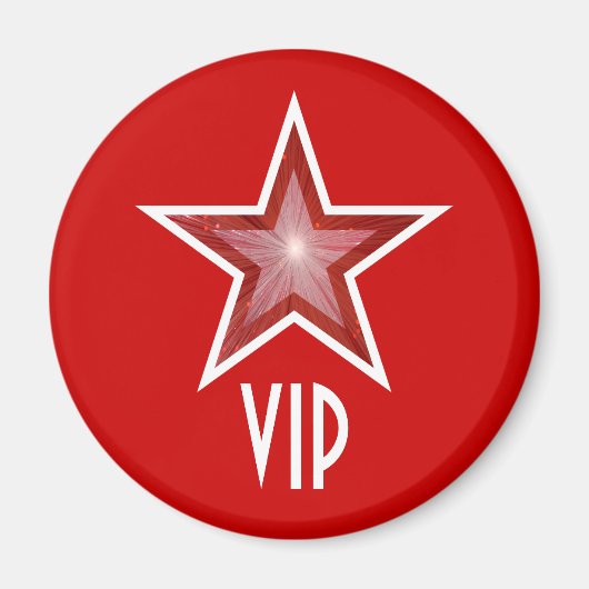 Rode Star 'VIP' koelkast magneet rond rood (Voorkant)